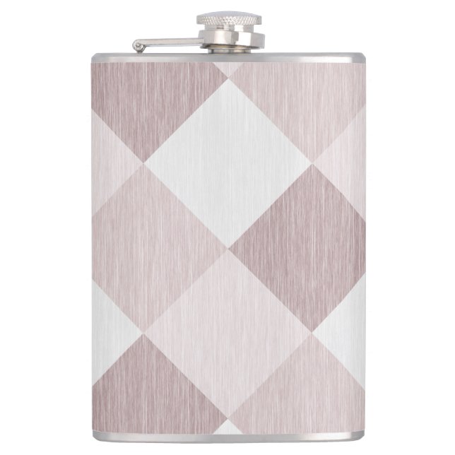 Beige and Grey Geometric Patchwork Pattern Oblique Hip Flask (Front)