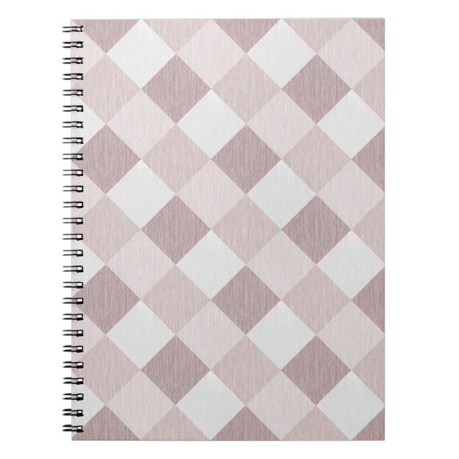 Beige and Grey Geometric Patchwork Pattern Oblique Notebook (Front)