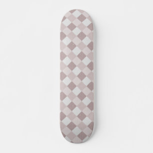 Beige and Grey Geometric Patchwork Pattern Oblique Skateboard