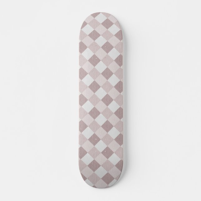 Beige and Grey Geometric Patchwork Pattern Oblique Skateboard (Front)