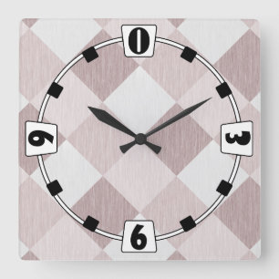 Beige and Grey Geometric Patchwork Pattern Oblique Square Wall Clock