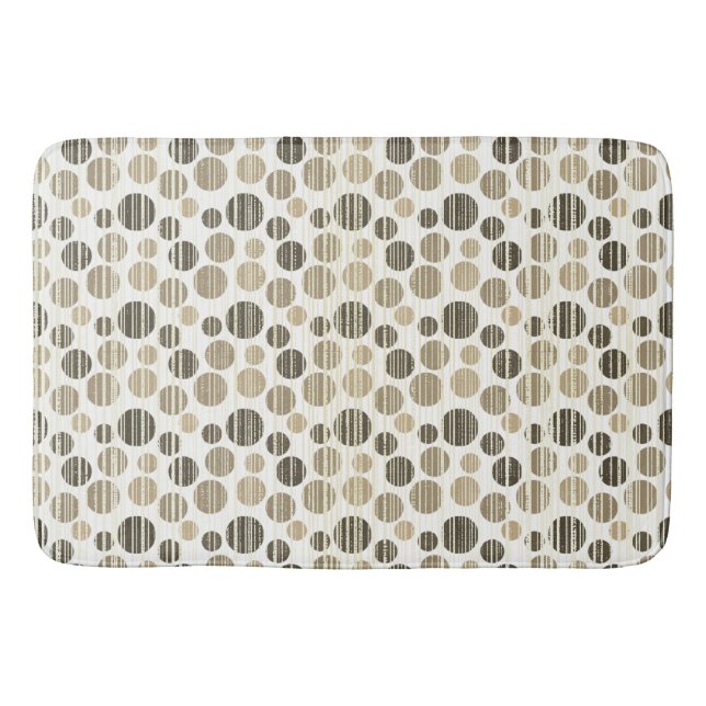 Beige, and Grey Modern Polka Dots Bath Mat (Front)