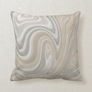 Beige and Grey Swirls Neutral Decor Cushion