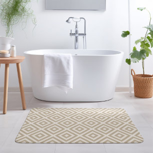 Beige and Ivory Diamond Modern Farmhouse Bath Mat