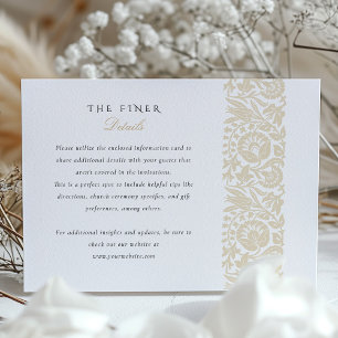 Beige and Ivory Floral Wedding Information Enclosure Card