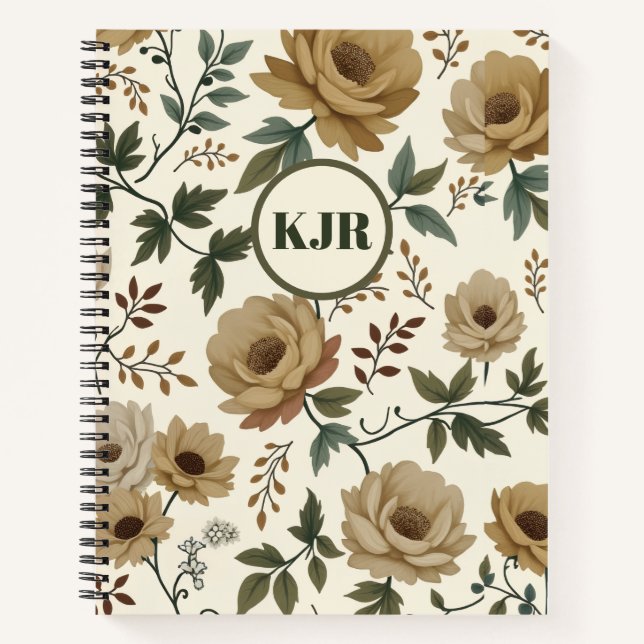 Beige and Ivory Flowers Notebook (Front)