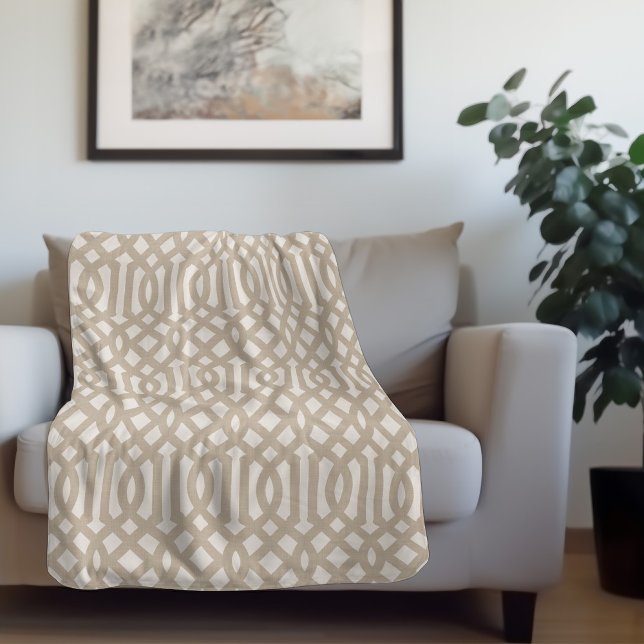 Beige and Ivory Trellis | Modern Farmhouse Sherpa Blanket (Creator Uploaded)