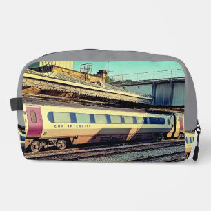 Beige and Maroon train Dopp Kit
