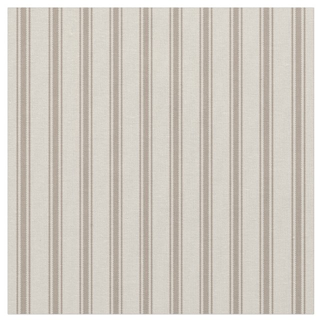 Beige and Mocha Classic Ticking Stripes Fabric (Close Up)