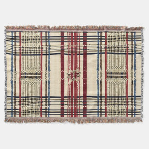 Beige and Navy Rustic Plaid Pattern Throw Blanket