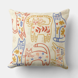 Beige and Orange Blue Simple Creative cat Cushion