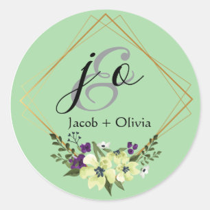 Beige And Peach Creative Minimalist Wedding Card Classic Round Sticker