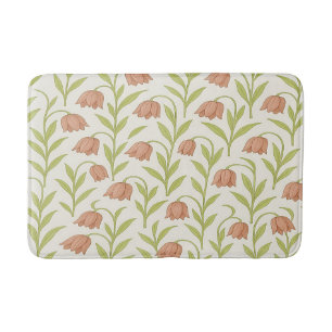 Beige and Pink Floral Bath Mat