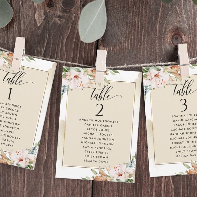 Beige and Pink Seating Plan Cards with Guest Names (Creator Uploaded)