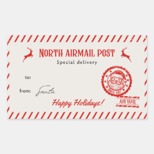 Beige and Red Illustrated Christmas From Santa Rectangular Sticker