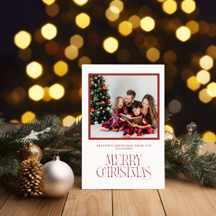 Beige and Red Merry Christmas Wishes Greeting Card