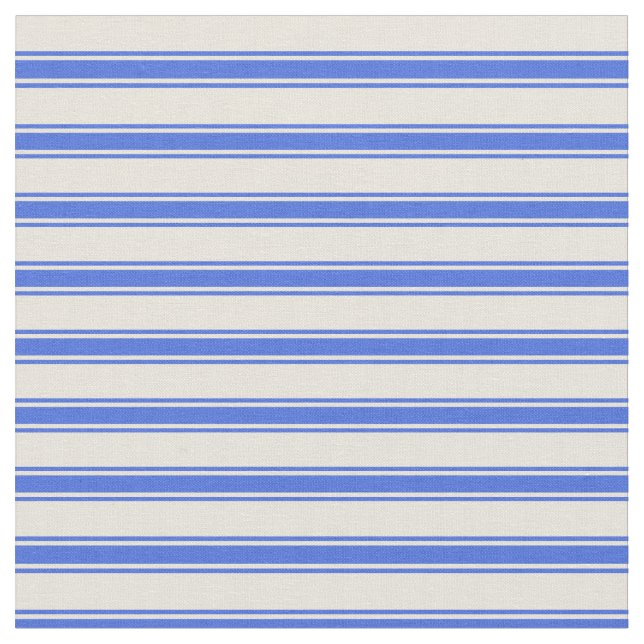 Beige and Royal Blue Coloured Stripes Pattern Fabric (Close Up)