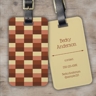 Beige and Rusty Colour Blocks Luggage Tag