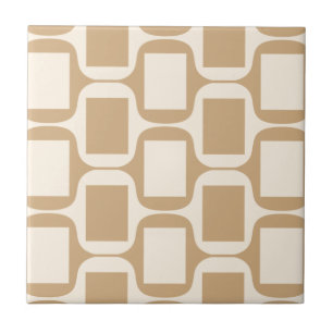 Beige and sand coloured rectangles and curves ceramic tile