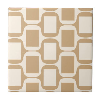 Beige and sand coloured rectangles and curves ceramic tile