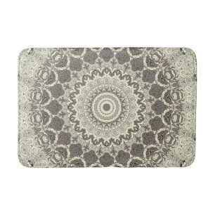 Beige and Taupe Mandala Pattern Design Bath Mat