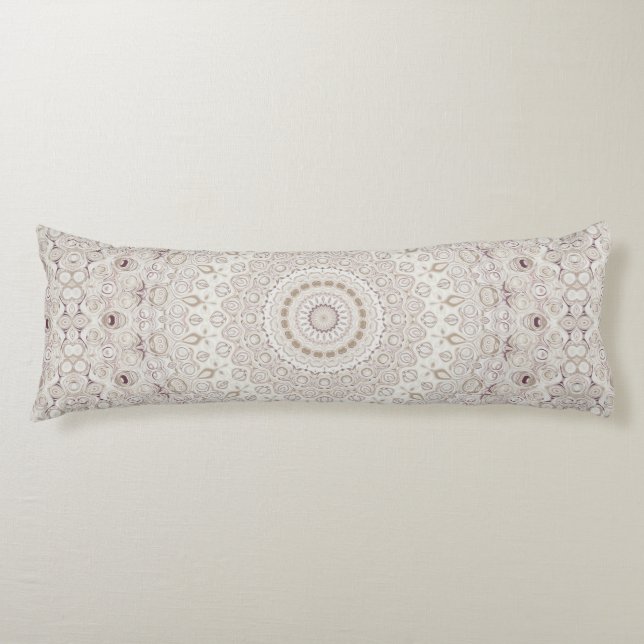 Beige and Taupe Mandala Pattern Design Body Cushion (Front)