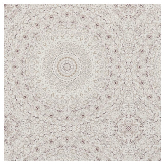 Beige and Taupe Mandala Pattern Design Fabric (Close Up)