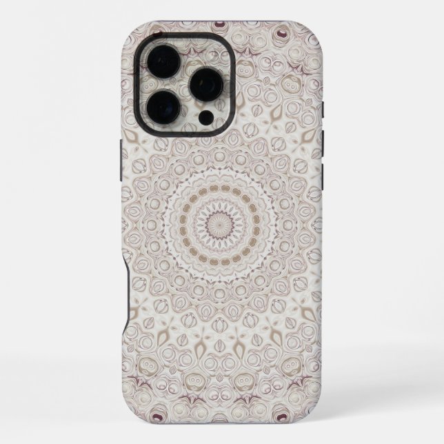 Beige and Taupe Mandala Pattern Design iPhone Case (Back)