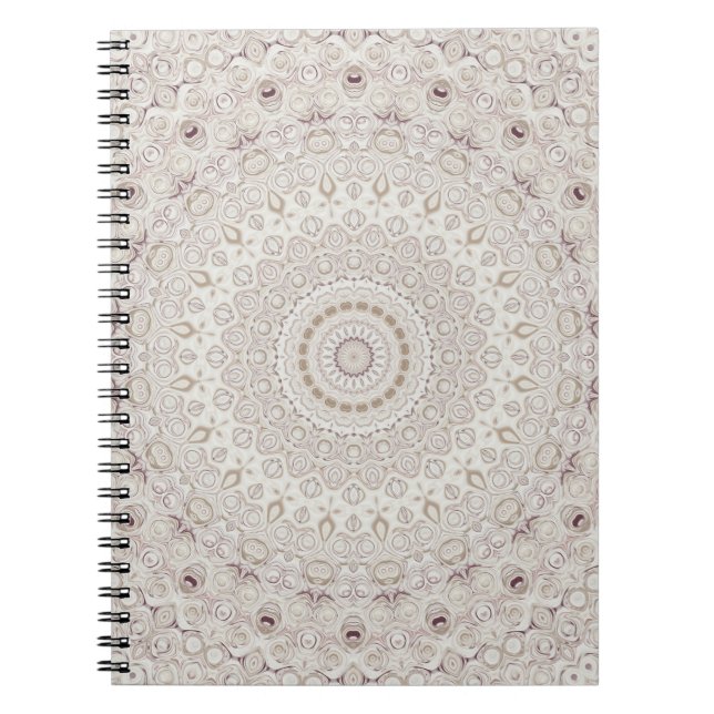 Beige and Taupe Mandala Pattern Design Notebook (Front)