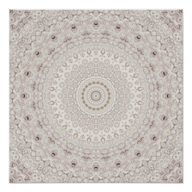 Beige and Taupe Mandala Pattern Design Poster (Front)