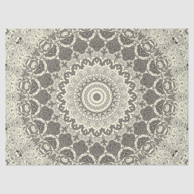 Beige and Taupe Mandala Pattern Design Tissue Paper (Front)