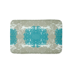 Beige and Teal Bath Mat
