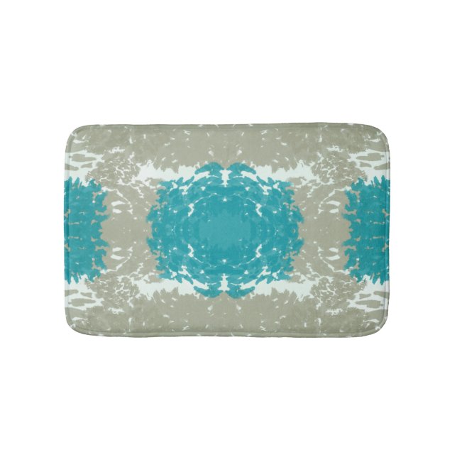 Beige and Teal Bath Mat (Front)