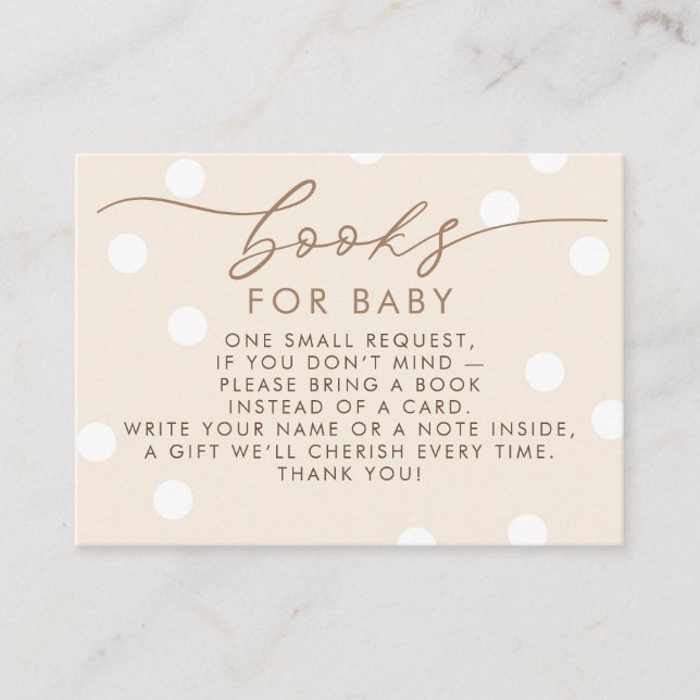 Beige and White Books For Baby Request Enclosure Card (Front)