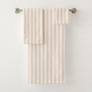 Beige and white candy stripes bath towel set