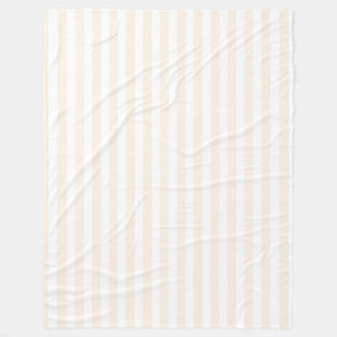 Beige and white candy stripes fleece blanket