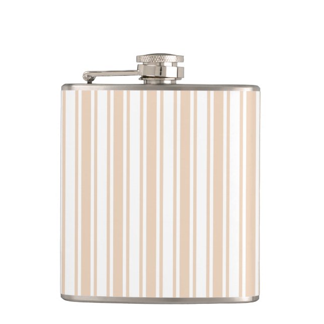 Beige and white candy stripes hip flask (Front)