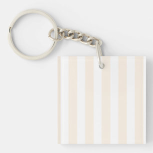 Beige and white candy stripes key ring