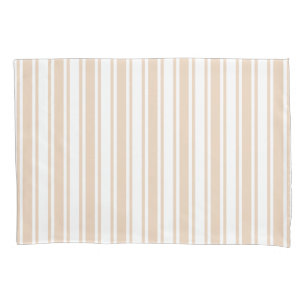 Beige and white candy stripes pillowcase