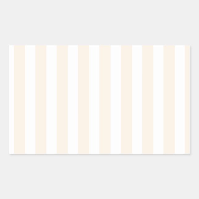 Beige and white candy stripes rectangular sticker (Front)