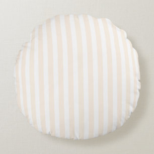 Beige and white candy stripes round cushion