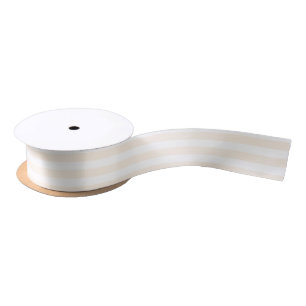 Beige and white candy stripes satin ribbon
