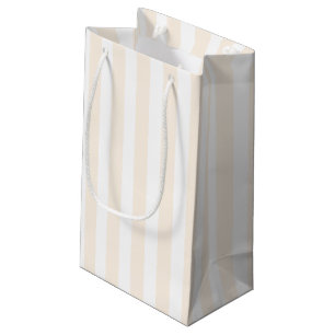 Beige and white candy stripes small gift bag