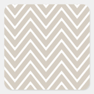 Beige and White Chevron Pattern 2 Square Sticker
