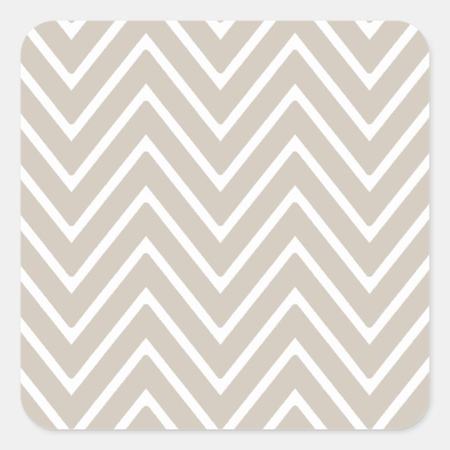 Beige and White Chevron Pattern 2 Square Sticker (Front)