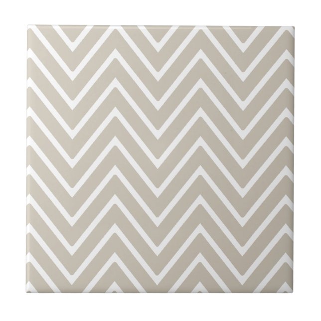 Beige and White Chevron Pattern 2 Tile (Front)