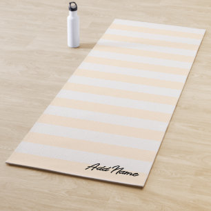 Beige and White Custom Name Yoga Mat