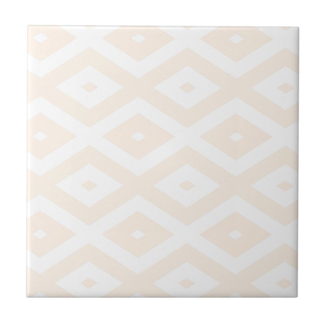 Beige and white diamond pattern ceramic tile (Front)