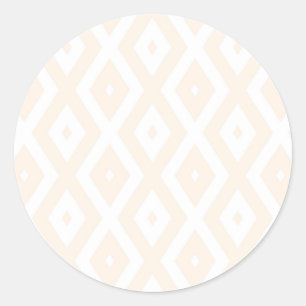 Beige and white diamond pattern classic round sticker
