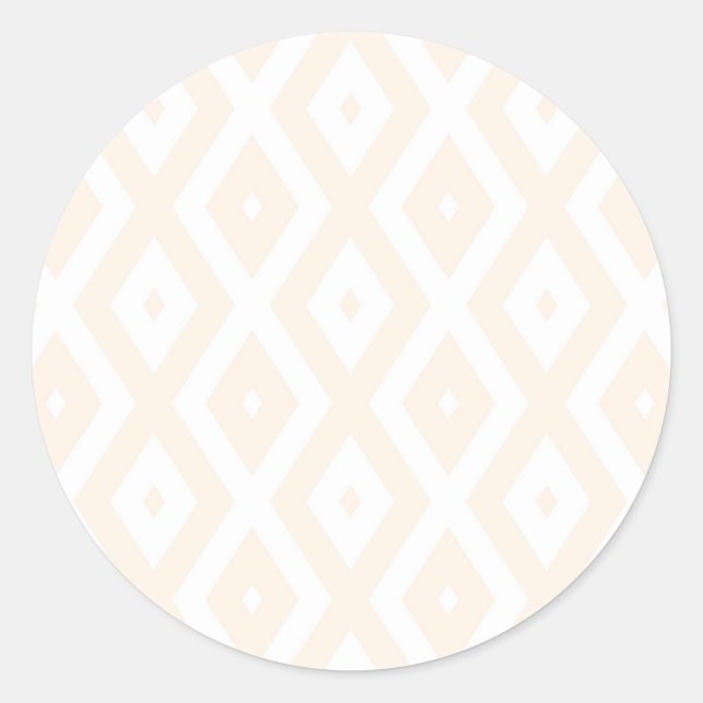 Beige and white diamond pattern classic round sticker (Front)